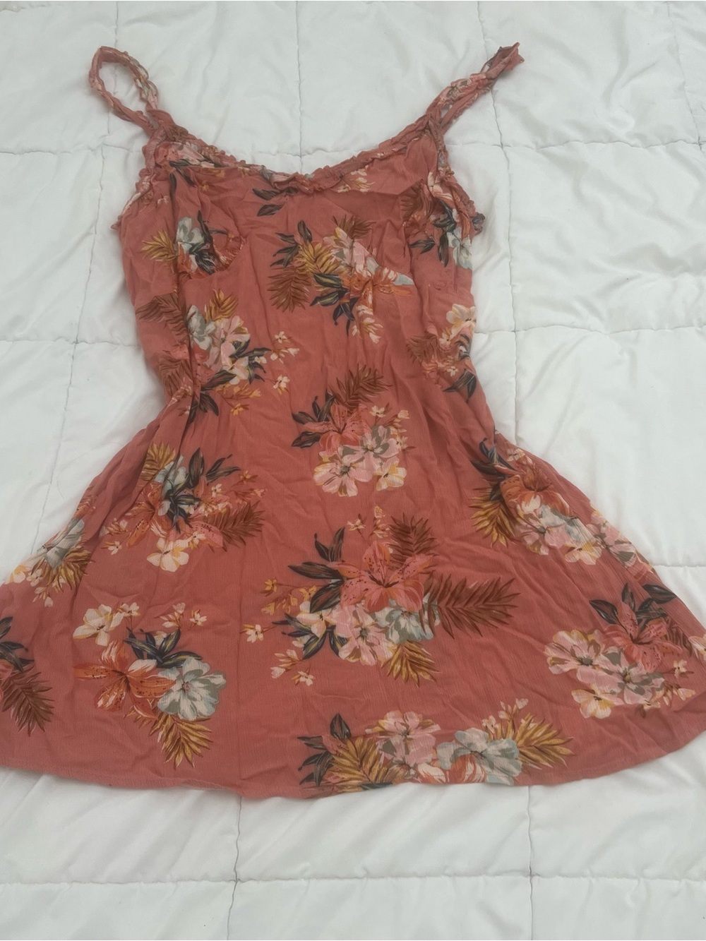 O’Neill Floral Spaghetti-Strap Mini Dress in Coral